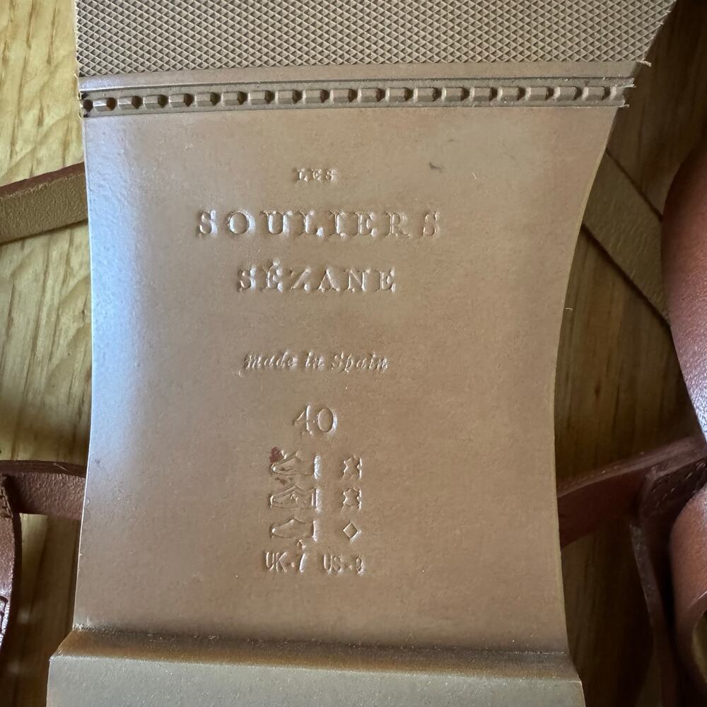 NWOT Sezane Adeline Low Sandals Natural Heritage Leather Size 40 US 9 - Picture 10 of 10